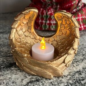 Gold Angel Wing Candle Holder